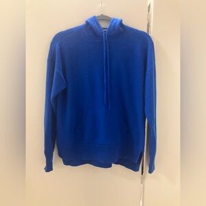 Charter Club Luxury Womens Blue 100% Cashmere Hooded Pullover Sweater Sz M